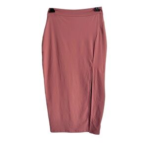 Susana Monaco High Waist Slit Front Pencil Midi Skirt Rose Pink Size Small NWT